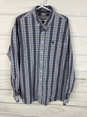 Cinch Men's Long Sleeve Button Down Western Shirt in Blue Gray Plaid